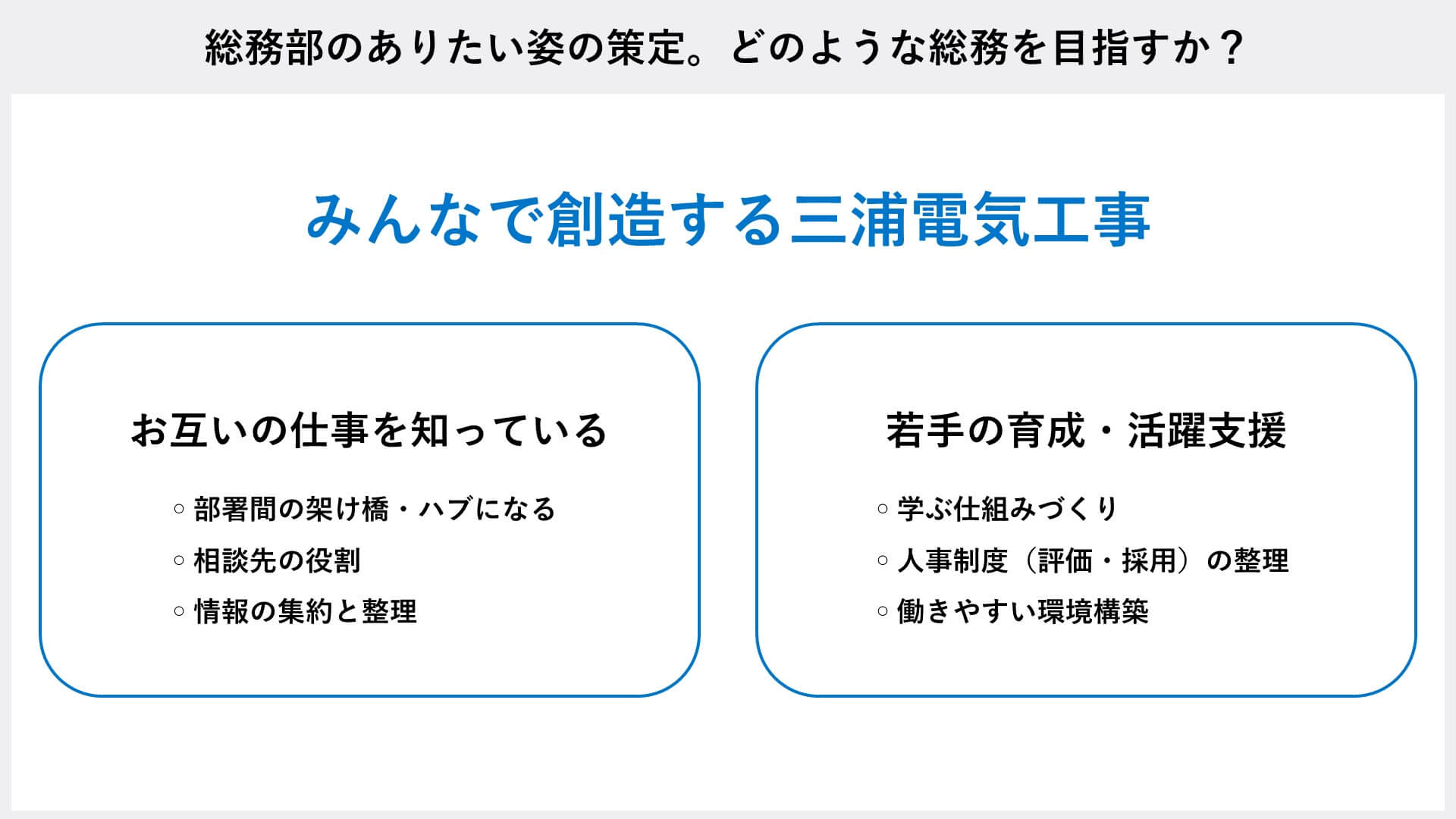 総務コンサルティングサービスの総務部のありたい姿